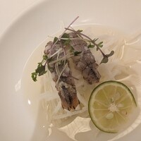 菜な 春吉店 - 山芋そうめんにシャコが乗ってる