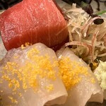 ひろ作 - 本鮪と鰈の昆布〆唐墨さんでーす。⑥