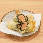 焼鳥 とり乃 - 生明太子の海苔しそ天ぷら