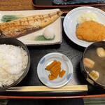 七郷屋 - さば定食1,200円ご飯大盛りコロッケ130円