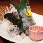 うず潮屋 - 活かわはぎのおつくり　これも、さっきまで泳いでた子です。