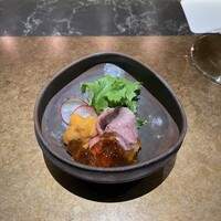 鉄板焼 雅 銀座 - 黒毛和牛のしゃぶしゃぶ 塩水ウニ