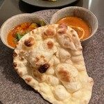 インド料理 想いの木 - 野菜カリー、バターチキンカリー、ハーフナン