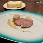 ビステリア サトッロ - 前菜①
                                お肉のテリーヌたち。蝦夷鹿や牛のテリーヌなど色々な種類を少しずつ楽しめる。
                                セージ入りのフォカッチャ。しっとりもちもち、きめ細やかで美味。口に入れるとハーブの香りがふわっと広がる。