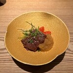 京都肉割烹 みや田 - 追加で注文したハラミ炭火焼き、おろしポン酢添え