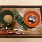 銀座うち山 - 黒糖シャーベット　水羊羹