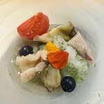 鮨shizuku 西天満 - ホッキ貝と鮑の水粥