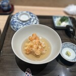 てんぷら 近藤 - ほうじ茶と出汁で作った天茶漬け