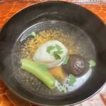 懐石ふじ - どんことスナップエンドウと、ホタテのスリ流し