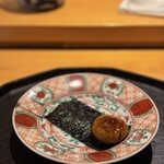 割烹 きさら - そばがき　みたらしみたいなタレで海苔で巻いて食べる
