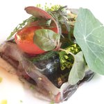 ル・ジュー・ドゥ・ラシエット  - ランチ7皿コース 5040円 の42度で低温調理した鰯のコンフィと自家製ドライトマト ジャガイモのピューレ添え