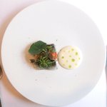 ル・ジュー・ドゥ・ラシエット  - ランチ7皿コース 5040円 の42度で低温調理した鰯のコンフィと自家製ドライトマト ジャガイモのピューレ添え