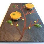 ル・ジュー・ドゥ・ラシエット  - ランチ7皿コース 5040円 のフォアグラのソテーとドライオレンジのツリー仕立て