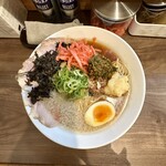 麺屋 誠 - 【醤油（並）tp岩のりsv紅生姜×特製ニラ辛味×ニンニク×こってり】