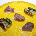 キメラ - 2025.6 京丹波高原豚ロースト 白味噌のソース 万願寺とうがらし 舞茸 キャベツ