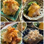 酒膳てんてこまい - ・大人のポテトサラダ…マヨ少なめで大人味♡
・ナスの揚げ浸し…しっかりお大事がしみてます
・ホタテ、春ワカメの酢味噌がけ…生ホタテがプリッと甘くて美味
・新筍とツブ貝の土佐煮…歯応えまで楽し美味しい♪