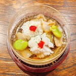 御料理 ふじ田 - 焼きなす 秋田の生じゅんさい はも そらまめ つぶ貝