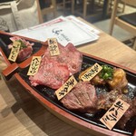 焼肉 弘商店 - □舟盛り2(黒塩カルビ・牛タン塩焼き・牛ハラミ・弘ホルモン(ホソ)・ネクタイ・ヘレエンガワ)(☆☆☆☆)