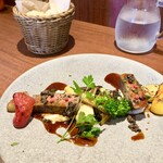 フタツボシ - ◯黒毛和牛赤身のステーキ&パン