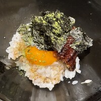 銀座 稲葉 - 白米＋鰻の蒲焼＋新鮮卵葉山（卵黄)＋海苔