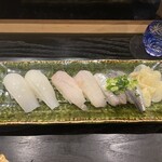 松海寿司 - にぎり(白イカ、ヒラメ、イワシ)