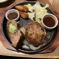 ビストロガブリ 大門店 - ハンバーグ＋ポークステーキセット