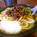 牧のうどん - 肉うどんに山芋をトッピング