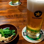 刺身処 土竜 - 生ビールとお通し