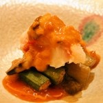 さえ喜 - 伊勢海老 焼き茄子と焼きオクラ