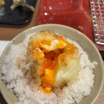 天ぷらめし 天之舞 - 半熟たまご天に燻製醤油だご飯2杯目