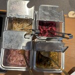 天ぷらめし 天之舞 - もやしのナムル、柴漬け、柚子風味塩辛、天之漬け