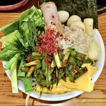 千ふく - 天城黒豚の二郎風ラーメン+チーズ+葱+辛ニラ+有明一番のり+八代のり+新生姜