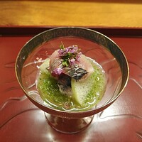 赤坂とゝや魚新 - 鯵ときゅうりの一品