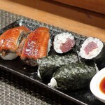 居酒屋かんさい - うなぎにぎり、鉄火巻