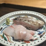 御料理 ふじ田 - お造り（太刀魚と石鯛）