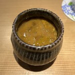 東麻布 天本 - 茶碗蒸しの能登産このわた乗せ