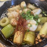 たき火炉端 雨やどり - ネギとエビのネギのネギーーージョ