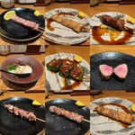 鳥茂 - レバー、上シロ、つくね
      和牛ネギトロ、ピーマン肉詰め、上タン
      なんこつ、熟成豚の肩ロース串、シロ