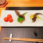 御料理 まつ山 - スイカと稚鮎