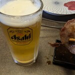 五味焼 - 生中とハツ