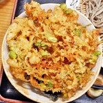 手打ちそば天ぷら 那央人 - あかいかと牛蒡のかき揚げ天丼