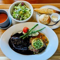 上野洋食遠山 - 牛サーロインステーキとデミグラスハンバーグ 3500円