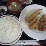 キッチン・ヒイラギ - 本日のおすすめ定食　豚バラカルビ+ワカサギ+シシャモ　810円