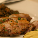 豚バラ肉　ロースト　レンズ豆添え