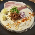 中華そば いち松 - 【限定】鴨・鶏・豚の泡白湯＋わんたん　1300＋200円