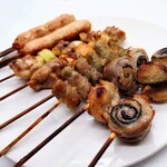 串鳥 - 料理写真:「豚味噌海苔巻」＆「豚アスパラ巻」＆「鳥精肉」＆「つくね」①