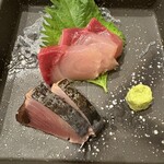 天婦羅酒菜 蒼天 - お刺身  ハマチとカツオのタタキ（多分）