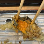 揚げたて天ぷら から天 - ウニ✹✹✹の中     たーっぷり！！