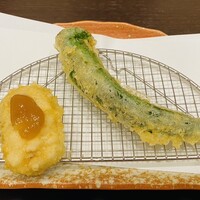 天ぷら 車 - 鱧梅肉に万願寺とうがらし♫