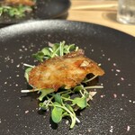 鉄板焼 天晴れ - 牡蠣のソテー。表面カリッと仕上げが美味しかった。